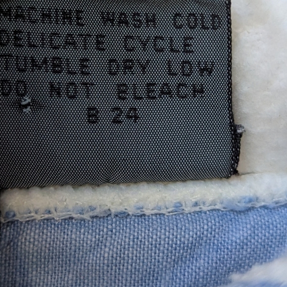 VTG 80s LizWear Oversized Hoodie Sweatshirt White Chambray Blue Medium - Picture 6 of 7